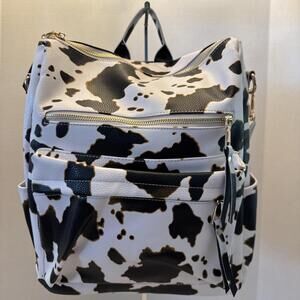 Black & White Cow-Print Women's Backpack - Fashionable Everyday Bag